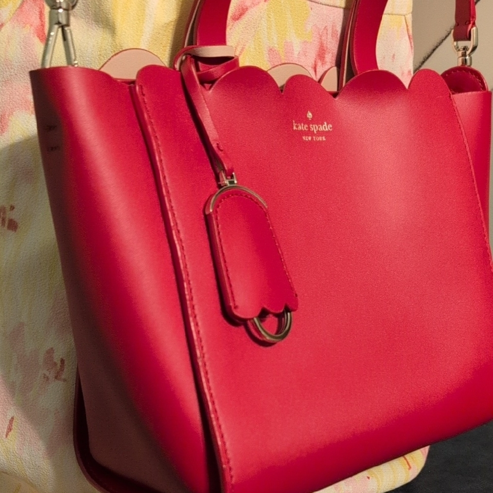 Kate Spade New York Pink Scalloped Satchel Clean Purse Bag - Picture 3 of 16